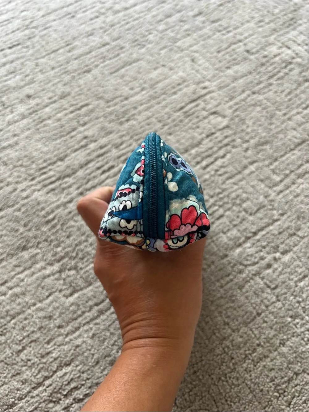 Vera Bradley Teal Floral Quilted Cosmetic Pouch